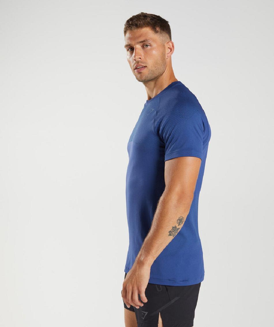 T Shirts Gymshark Apex Seamless Hombre Azules Azules | CO 3323WNB